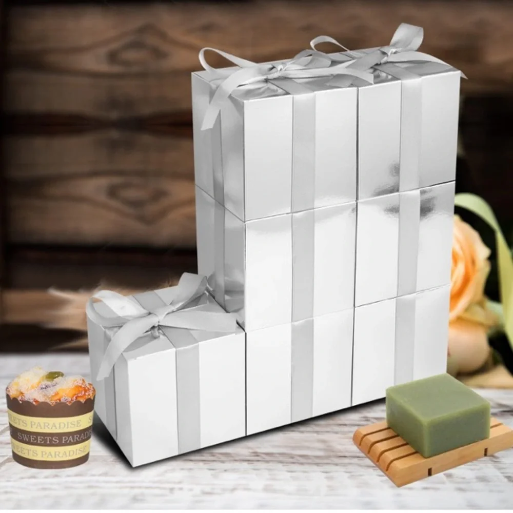 Silver Metallic Gift Boxes - Set of 25